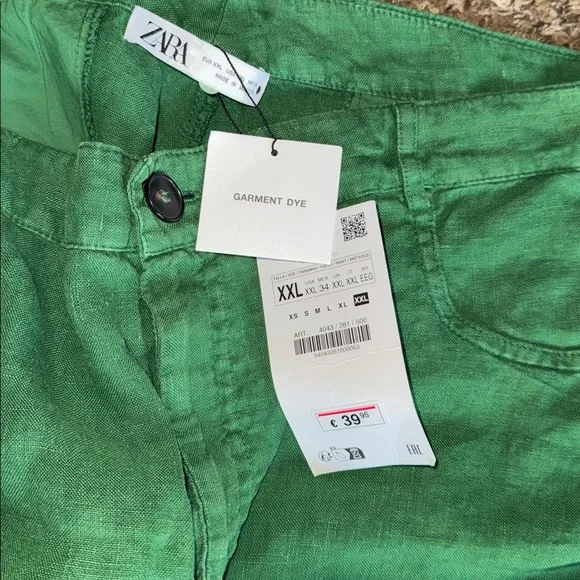 NWT Zara 100% Linen Frayed Lined Trousers Size XXL - Picture 6 of 7